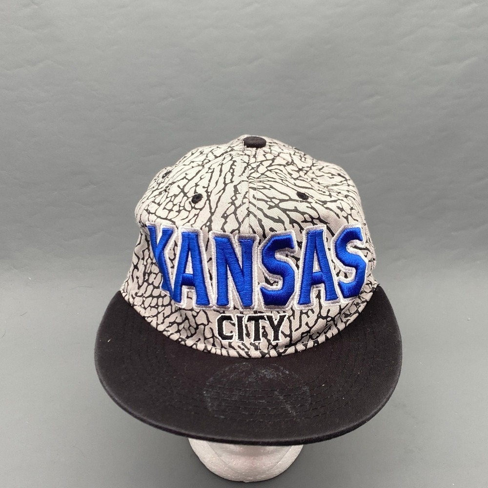 Kansas City Hat Snapback Cap Elephant Print Grey Blue YTT Import Vintage Style